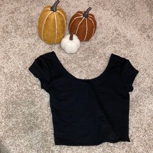 Textured Black Crop Top